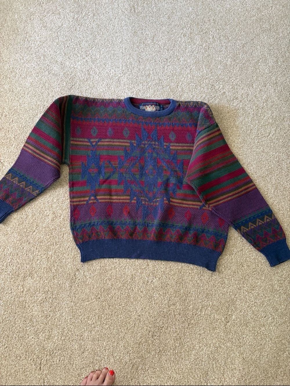 Ralph Lauren Multicolor Geometric Crewneck Sweater — Blue, Red, Green, Purple - Picture 3 of 8
